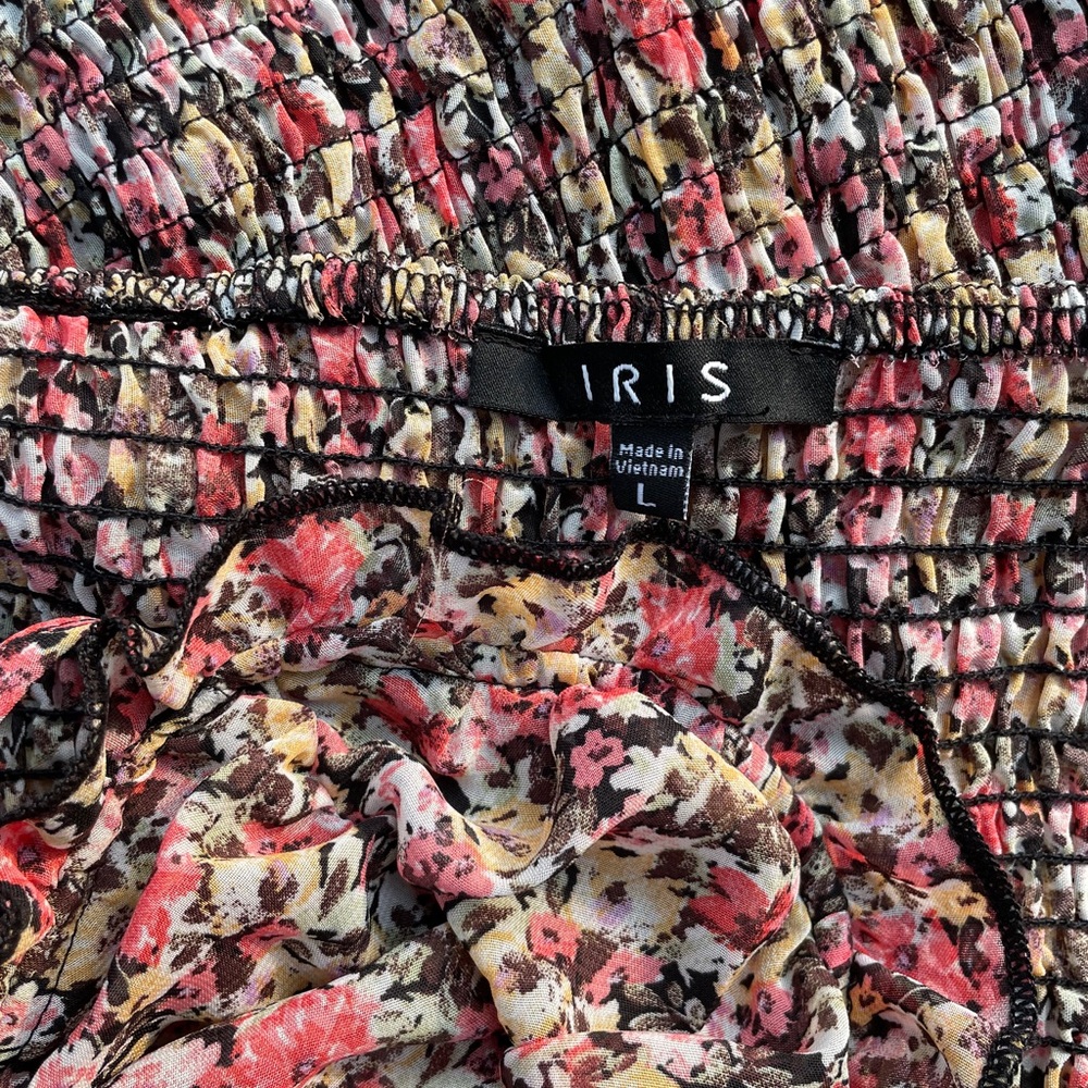 UO Iris Black Floral Sweetheart Spaghetti Strap Ruched Stretch Mini Dress - Picture 8 of 12